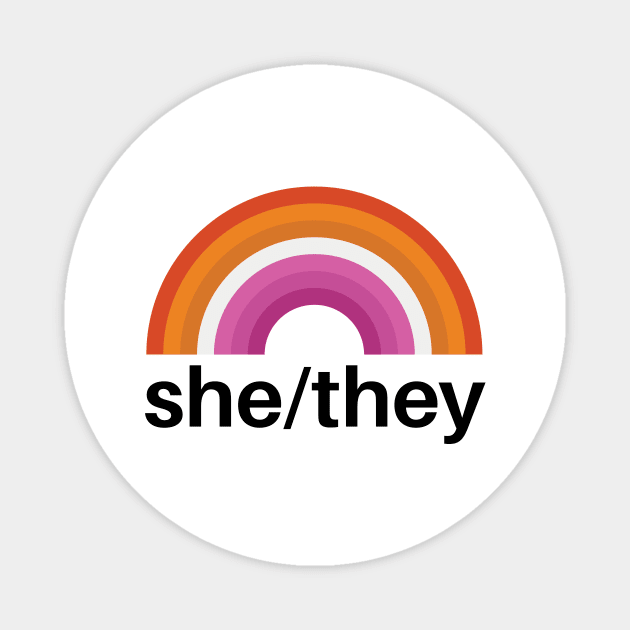 She/They Pronouns Lesbian Pride Magnet by lavenderhearts